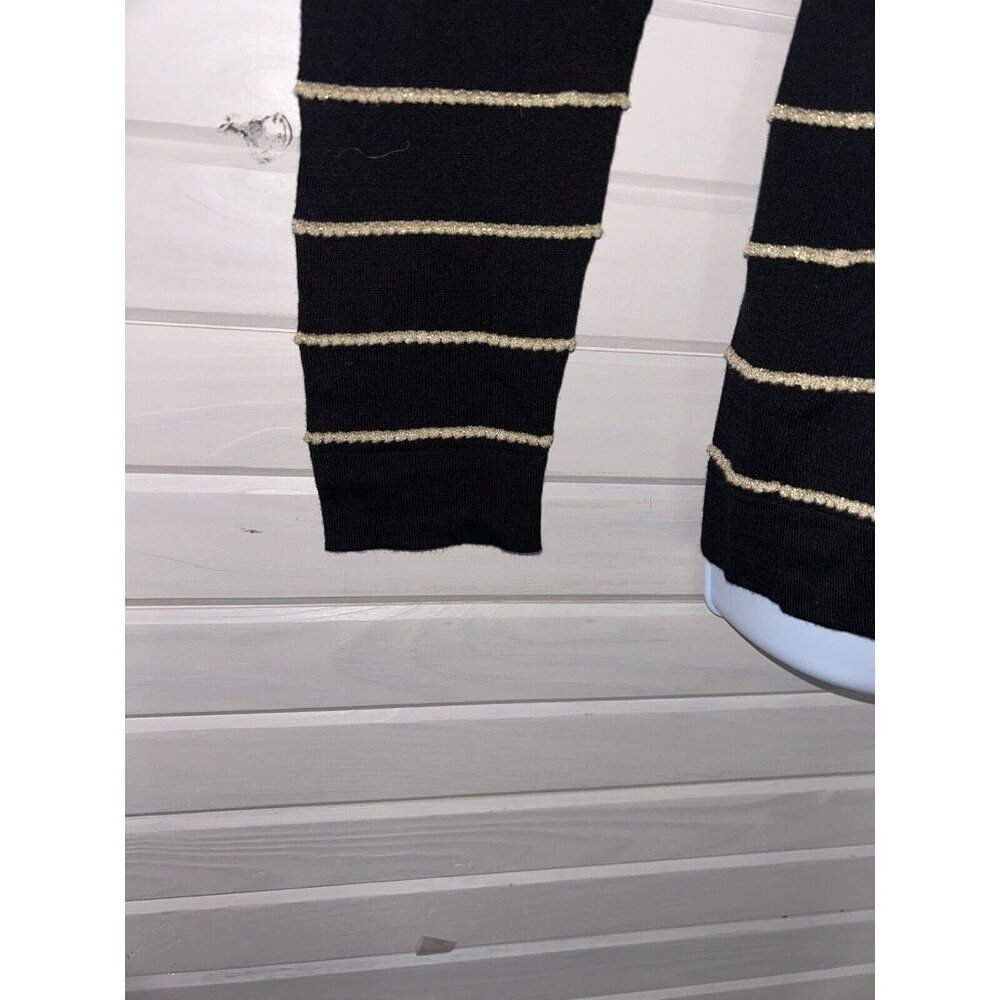 NWT August Silk Heritage Sz XL Black Gold Stripes Textured Button Up Cardigan - Picture 4 of 10